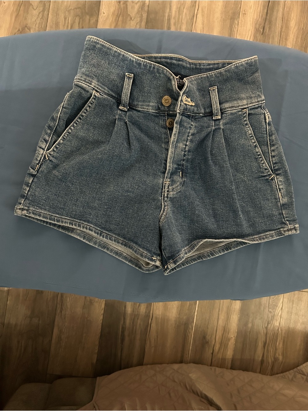 Hollister Faded Blue High-Rise Denim Shorts